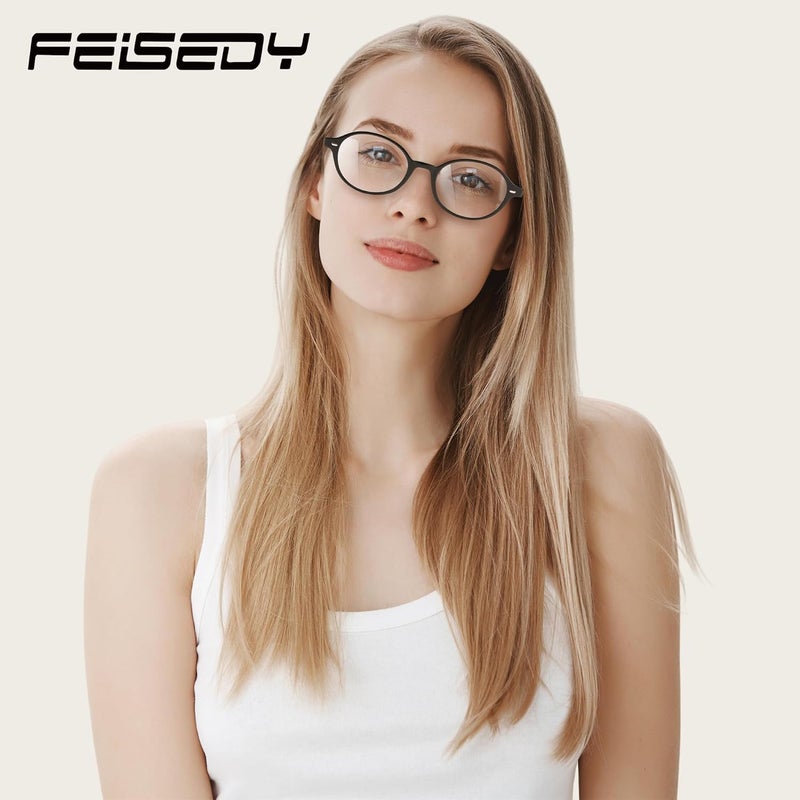 FEISEDY Vintage Oval Blue Light Glasses for Women Men Stylish Lightweight 90s Eyeglasses Fake Nerd Y2k Eyewear Frame B0242 - Image 5